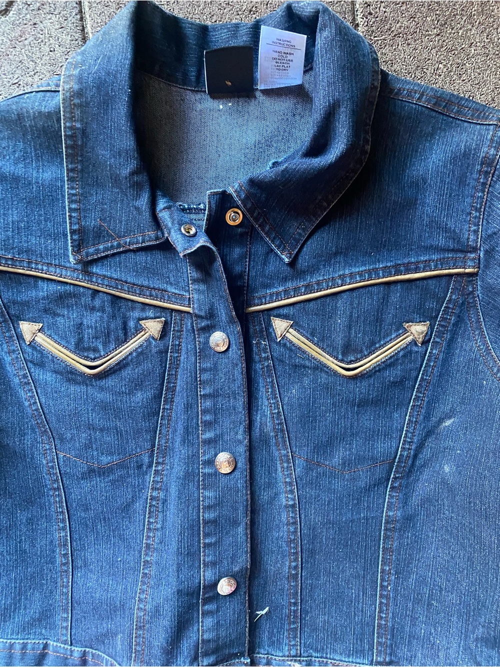 Rockies Blue Denim Jacket with Contrast Tan Piping